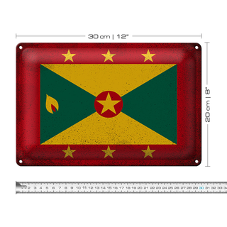 Blechschild Flagge Grenada 30x20cm Flag of Grenada Vintage