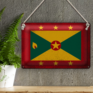 Blechschild Flagge Grenada 30x20cm Flag of Grenada Vintage