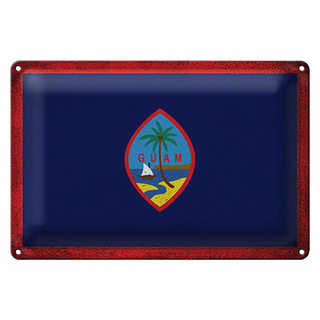 Blechschild Flagge Guam 30x20cm Flag of Guam Vintage