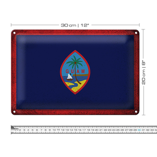 Blechschild Flagge Guam 30x20cm Flag of Guam Vintage