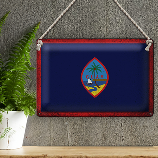 Blechschild Flagge Guam 30x20cm Flag of Guam Vintage
