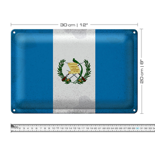 Blechschild Flagge Guatemala 30x20cm Flag Guatemala Vintage