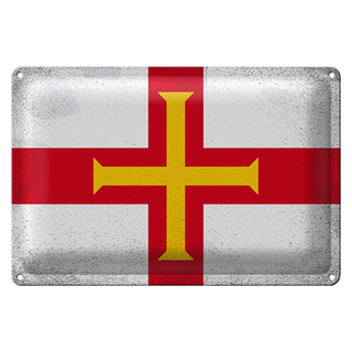 Blechschild Flagge Guernsey 30x20cm Flag Guernsey Vintage