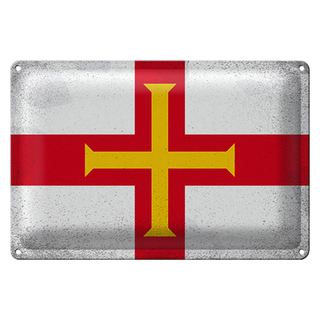 Blechschild Flagge Guernsey 30x20cm Flag Guernsey Vintage