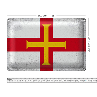 Blechschild Flagge Guernsey 30x20cm Flag Guernsey Vintage
