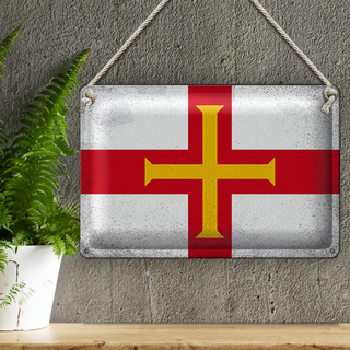 Blechschild Flagge Guernsey 30x20cm Flag Guernsey Vintage