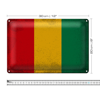 Blechschild Flagge Guinea 30x20cm Flag of Guinea Vintage