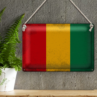 Blechschild Flagge Guinea 30x20cm Flag of Guinea Vintage