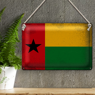 Blechschild Flagge Guinea-Bissau 30x20cm Guinea Vintage