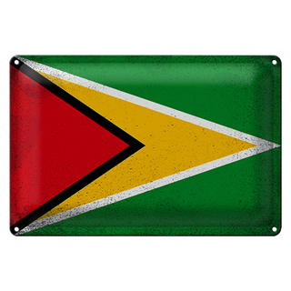 Blechschild Flagge Guyana 30x20cm Flag of Guyana Vintage