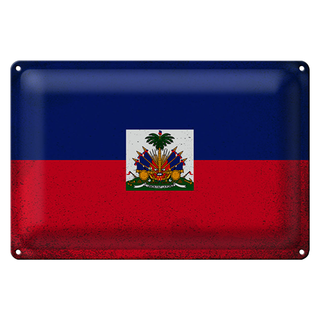 Blechschild Flagge Haiti 30x20cm Flag of Haiti Vintage