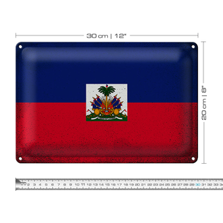 Blechschild Flagge Haiti 30x20cm Flag of Haiti Vintage
