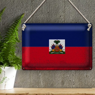 Blechschild Flagge Haiti 30x20cm Flag of Haiti Vintage