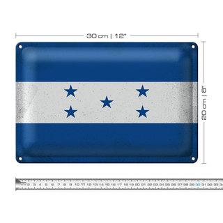 Blechschild Flagge Hondura 30x20cm Flag of Honduras Vintage