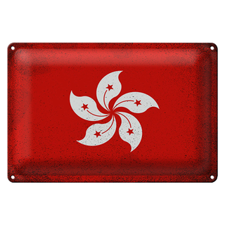 Blechschild Flagge Hongkong 30x20cm Flag Hong Kong Vintage