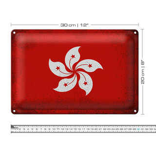 Blechschild Flagge Hongkong 30x20cm Flag Hong Kong Vintage