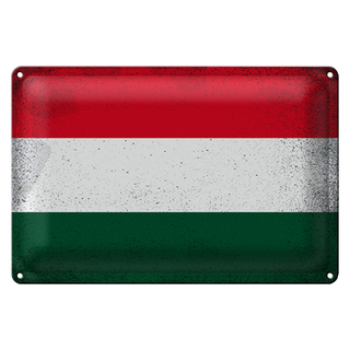 Blechschild Flagge Ungarn 30x20cm Flag of Hungary Vintage