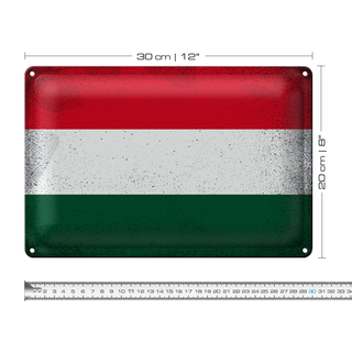 Blechschild Flagge Ungarn 30x20cm Flag of Hungary Vintage