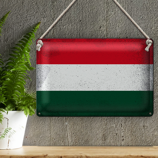 Blechschild Flagge Ungarn 30x20cm Flag of Hungary Vintage