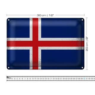 Blechschild Flagge Island 30x20cm Flag of Iceland Vintage