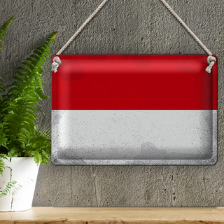 Blechschild Flagge Indonesien 30x20cm Indonesia Vintage