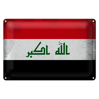 Blechschild Flagge Irak 30x20cm Flag of Iraq Vintage
