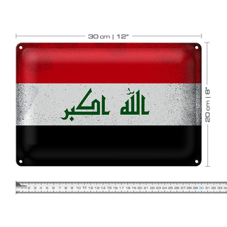Blechschild Flagge Irak 30x20cm Flag of Iraq Vintage