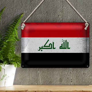 Blechschild Flagge Irak 30x20cm Flag of Iraq Vintage