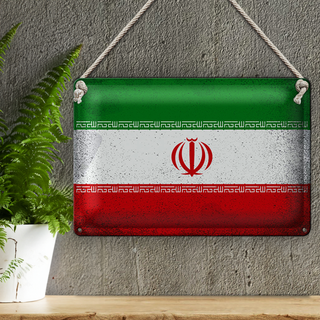 Blechschild Flagge Iran 30x20cm Flag of iran Vintage