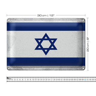 Blechschild Flagge Israel 30x20cm Flag of Israel Vintage