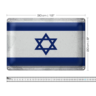 Blechschild Flagge Israel 30x20cm Flag of Israel Vintage