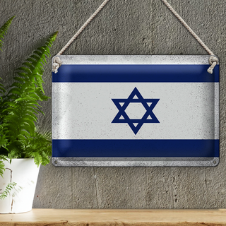 Blechschild Flagge Israel 30x20cm Flag of Israel Vintage