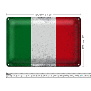 Blechschild Flagge Italien 30x20cm Flag of Italy Vintage