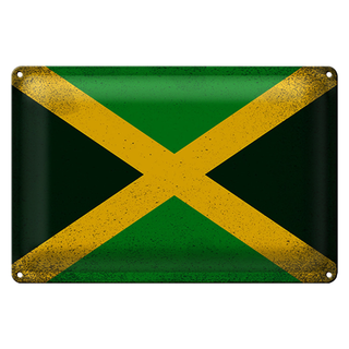 Blechschild Flagge Jamaika 30x20cm Flag of Jamaica Vintage