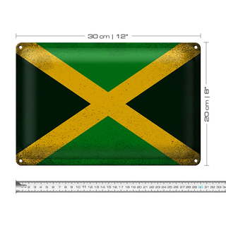 Blechschild Flagge Jamaika 30x20cm Flag of Jamaica Vintage