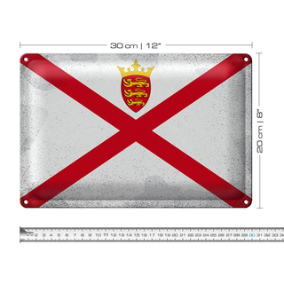 Blechschild Flagge Jersey 30x20cm Flag of Jersey Vintage