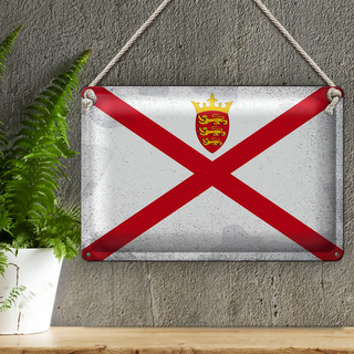 Blechschild Flagge Jersey 30x20cm Flag of Jersey Vintage