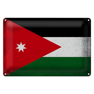 Blechschild Flagge Jordanien 30x20cm Flag of Jordan Vintage