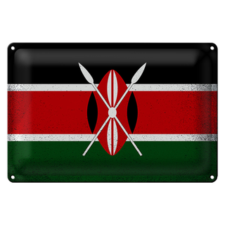 Blechschild Flagge Kenia 30x20cm Flag of Kenya Vintage