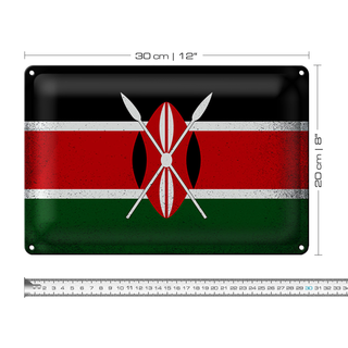 Blechschild Flagge Kenia 30x20cm Flag of Kenya Vintage