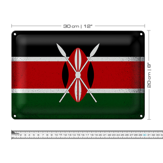 Blechschild Flagge Kenia 30x20cm Flag of Kenya Vintage