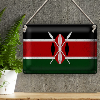 Blechschild Flagge Kenia 30x20cm Flag of Kenya Vintage