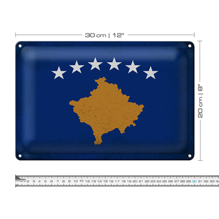 Blechschild Flagge Kosovo 30x20cm Flag of Kosovo Vintage