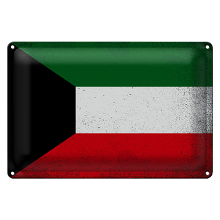Blechschild Flagge Kuwait 30x20cm Flag of Kuwait Vintage