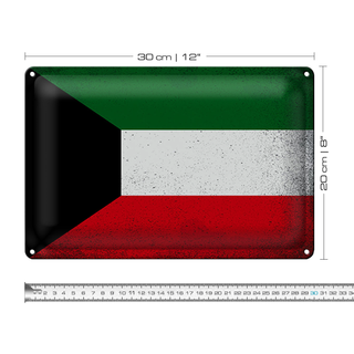 Blechschild Flagge Kuwait 30x20cm Flag of Kuwait Vintage