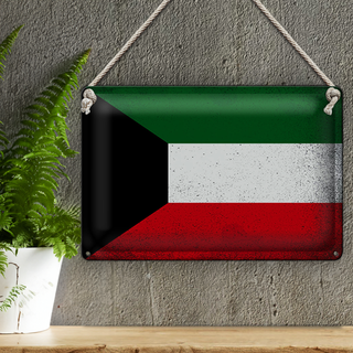 Blechschild Flagge Kuwait 30x20cm Flag of Kuwait Vintage