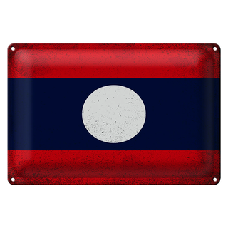 Blechschild Flagge Laos 30x20cm Flag of Laos Vintage