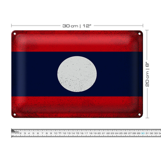 Blechschild Flagge Laos 30x20cm Flag of Laos Vintage