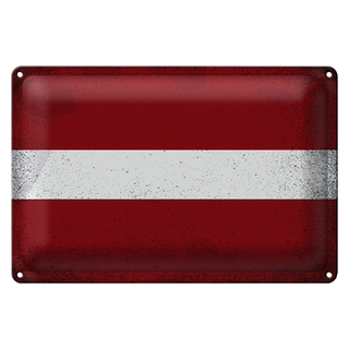 Blechschild Flagge Lettland 30x20cm Flag of Latvia Vintage