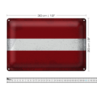Blechschild Flagge Lettland 30x20cm Flag of Latvia Vintage
